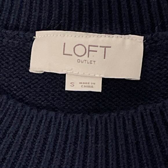 Loft Outlet Striped Cotton Pullover with Embroidered Heart Women's S Navy Blue - Picture 4 of 10